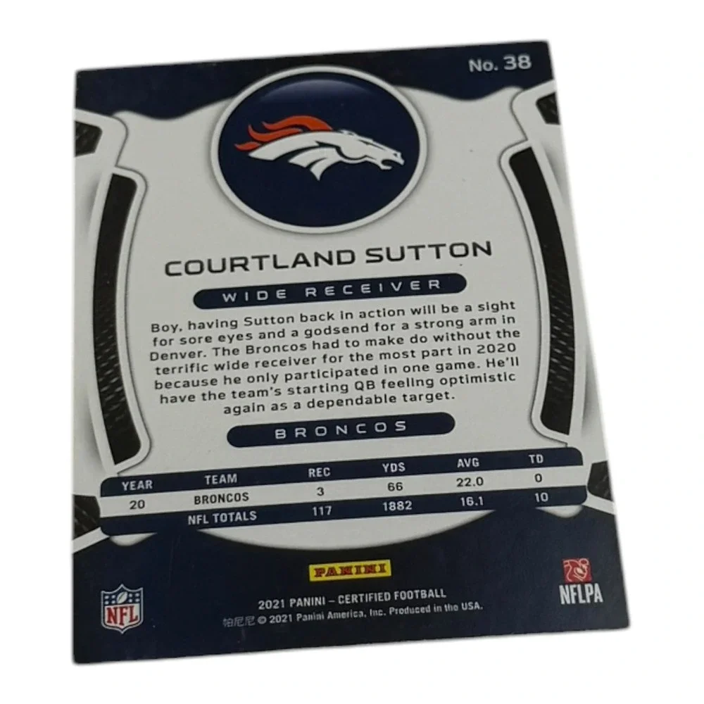 2021 Panini Certified Football Courtland Sutton Denver Broncos Card No. 38 WR